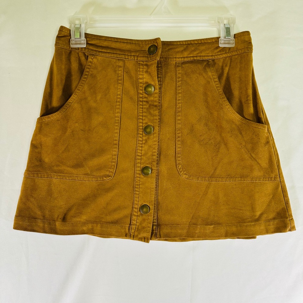 Melville Snap Front Brown Faux Suede Mini Skirt Velvet Super Soft Womens‎ Small
